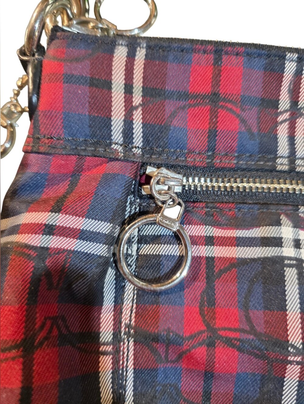 Coach Poppy Plaid Tartan Crossbody Shoulder Bag - Red and Black - Picture 2 of 9
